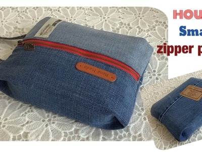How to sew a small zipper pouch diy from scrap old jeans. sewing diy a small zipper pouch tutorial.