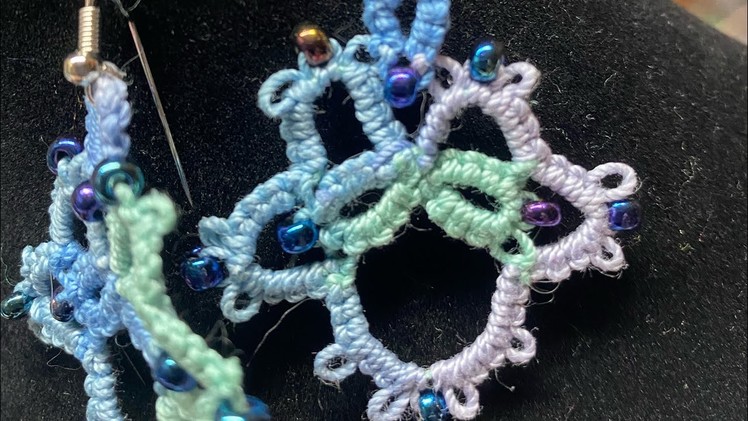 Needle tatting : earring with beads tutorial