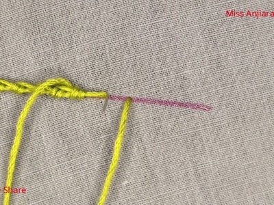 Portuguese Knotted Stitch Tutorial, Hand Embroidery Basic Stitch, Stitching Tutorial