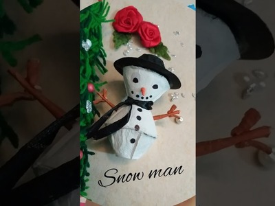 ????☃️Snowman☃️????|Egg carton craft|Best out of waste|Christmas tree decorer|Egg tray craft #shorts