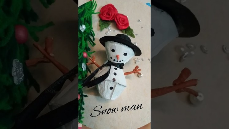 ????☃️Snowman☃️????|Egg carton craft|Best out of waste|Christmas tree decorer|Egg tray craft #shorts
