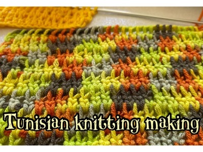 Tunisian Knitting Pattern Making -1- Tunus İşi Örgü Modeli Yapımı -1- Tunesisches Strickmuster -1-