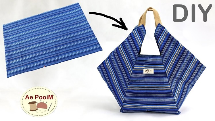 Amazing idea!! Tote bag from one piece of rectangle cloth