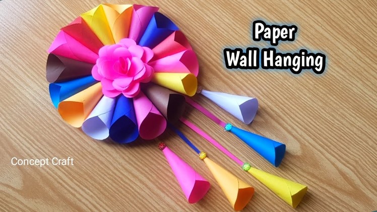 Beautiful Paper Wall Hanging Craft  | Colorful Flower Wall Hanging Making at Home | DYE Easy Wall
