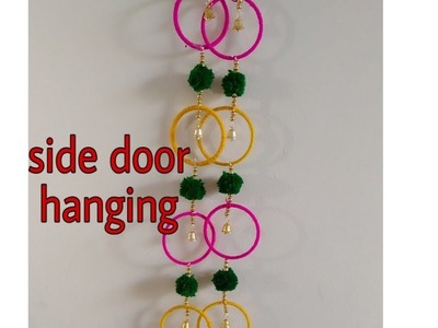 Diy easy side door hanging for Diwali and navrati decorations.woolen door hanging
