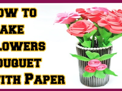 DIY | Flowers Bouquet making with Paper | Home Decor Craft |  Creative Lounge