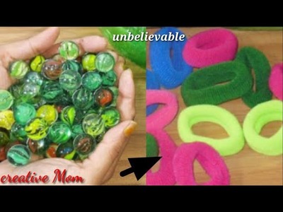 Diy Hair  Rubber Bands Craft Idea. Best out of Waste Marble,