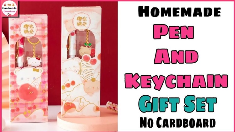 DIY Homemade Cute Pen set. how to make pen & keyring set. how to make gift at home. School hacks
