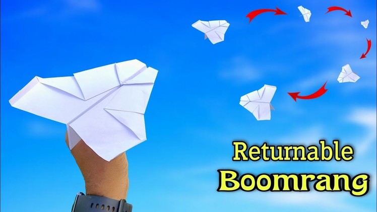 How to make returnable boomrang, new flying paper plane, origami flying returned plane, new airplane