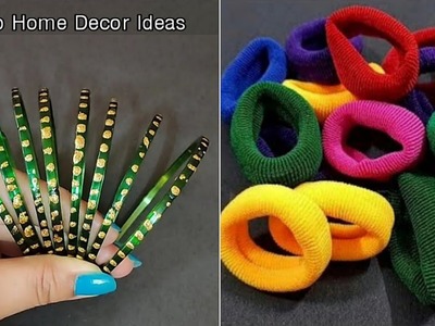 Superb Home decor Ideas using old bangles and hair bands - Best out of waste - waste material craft