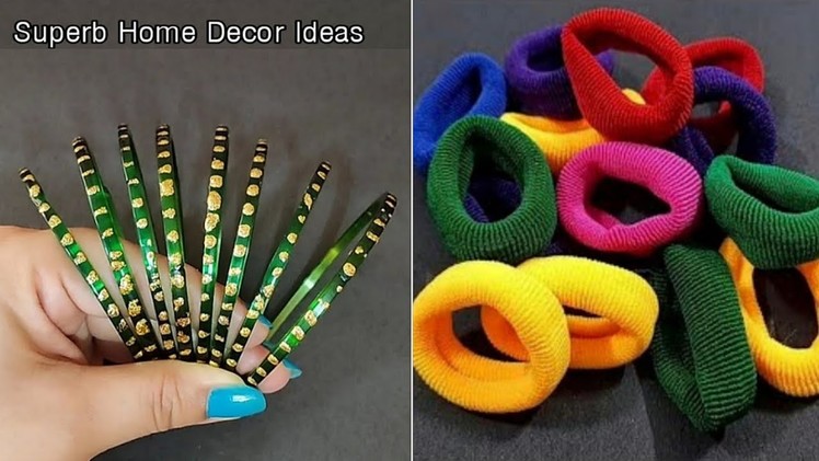 Superb Home decor Ideas using old bangles and hair bands - Best out of waste - waste material craft