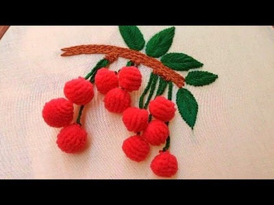 3D ????cherry flower design with new trick|super easy hand embroidery
