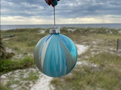 #43 Christmas Ornaments ???? - Beach ???? Inspired Pour | Pour Painting | Fluid Art | DIY