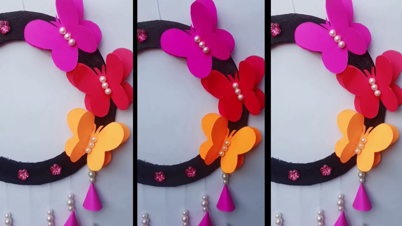 A4 Nirmana.biththi sarasili nirmana.paper flower wall decor.paper wall