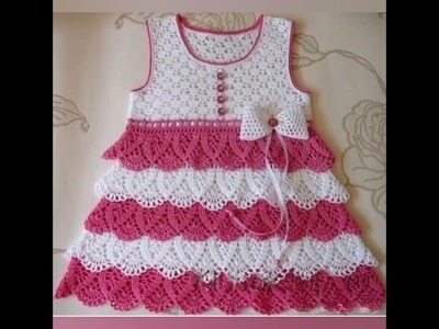 Amazing stylish crosia baby frock design for winter collection
