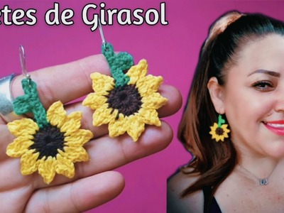 ????Aretes de Girasol Tejidos a Crochet????sunflower Crochet ????????