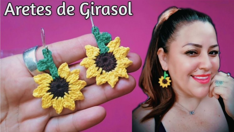 ????Aretes de Girasol Tejidos a Crochet????sunflower Crochet ????????
