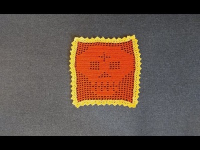 Carpetita Calaverita a Crochet Tipo  Papel Picado. 
