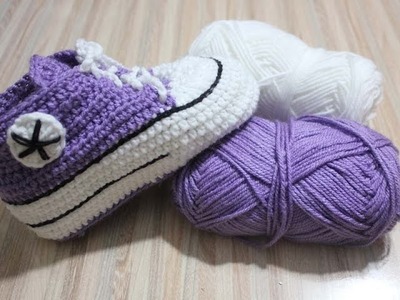 Crocheted Shoes Girls.Woman Booties making Adult Size Converses Shoes Easy Pattern
