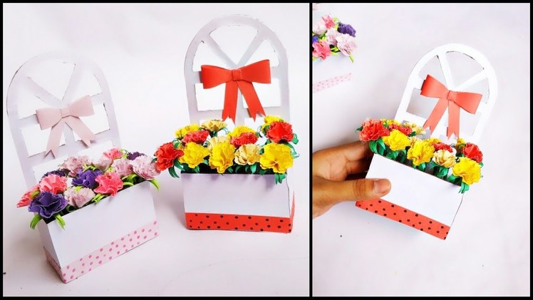 DIY Paper Flower Basket For Room Decoration.DIY Home Decoration Idea