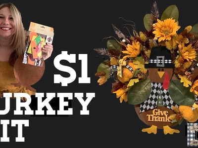 DOLLAR TREE DIY |  $1 FELT TURKEY KIT | TURKEY WREATH | THANKSGIVING CRAFTS | HIGH END LOOK!