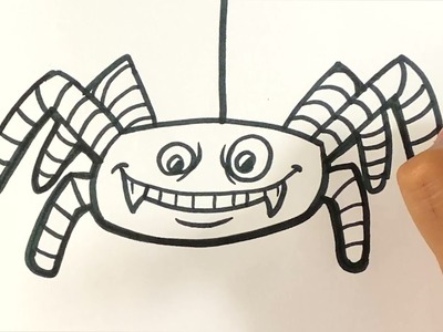 EASY How to Draw SCARY HALLOWEEN SPIDER