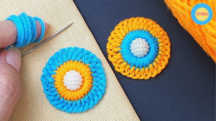 Easy Woolen Craft Ideas with Finger - Hand Embroidery Amazing Trick - DIY No Crochet Woolen Flower