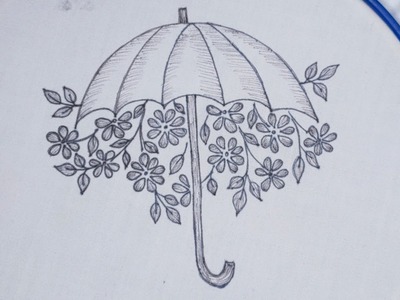 Hand embroidery design of an umbrella l Beautiful umbrella embroidery tutorial l Bordado de paraguas