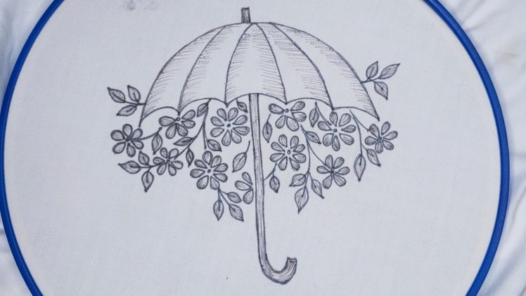 Hand embroidery design of an umbrella l Beautiful umbrella embroidery tutorial l Bordado de paraguas