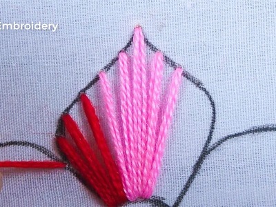 Hand Embroidery Flower Design Double Colour Thread Combine Spider Web Flower Stitch Needle Work