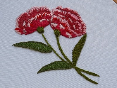 Hand Embroidery Flowers Carnations  Romanian Stitch