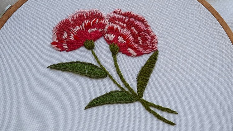 Hand Embroidery Flowers Carnations  Romanian Stitch