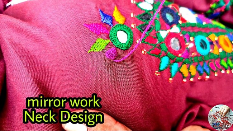 Hand Embroidery Kurti Neck Design Embroidery Mirror Work Neck Designs Mirror Dress #design2021