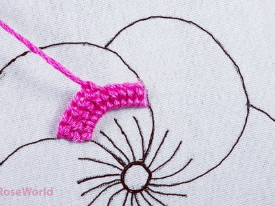 Hand embroidery new fluffy petal flower design Only with thread & Macrame Chain Plaited Stitch