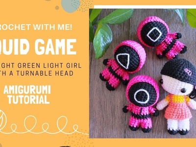 How to crochet Squid Game Red light Green Light Girl ????| Crochet Along Amigurumi Tutorial #squidgame