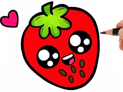 HOW TO DRAW A STRAWBERRY EASY - DRAWING AND COLORING A STRAWBERRY KAWAII