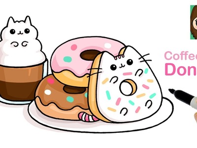 How to Draw Coffee & Donuts ☕️???? Pusheen