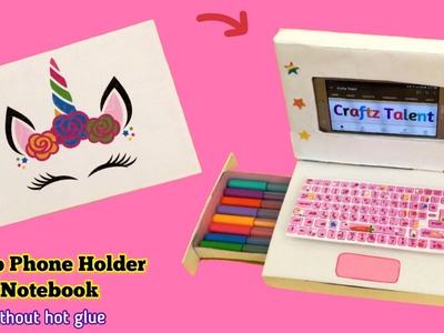 How to make Toy Laptop Phone Holder With paper.For online class.DIY Stationery Organizer.Paper Craft