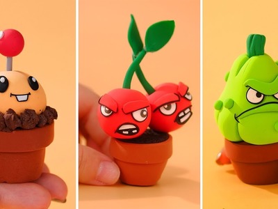 PLANTS VS ZOMBIES Figures Making -Potato, Cherry, Green Squash | DIY Clay