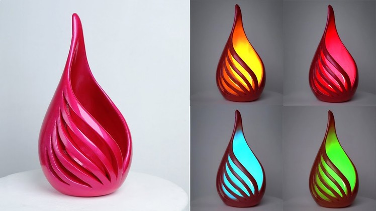 Table lamp Flower Vase making || Lighting lamp corner Flower vase || Cement flower vase making