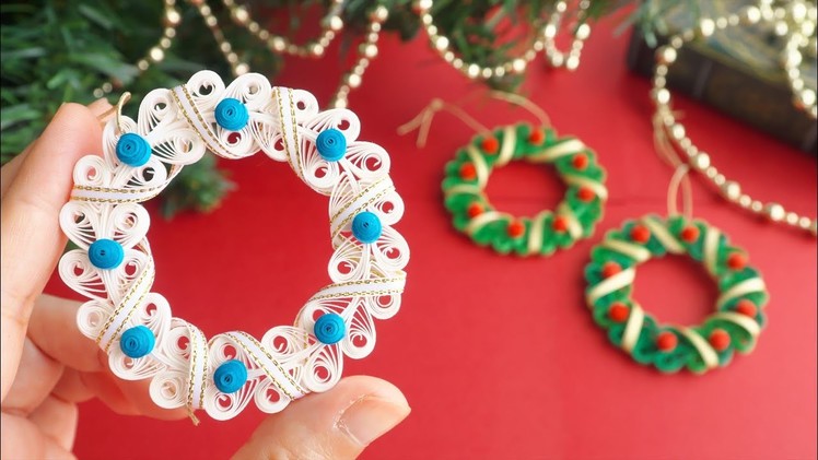 紙で作るクリスマスのリース型オーナメントの作り方 - DIY How to Make Wreath-shaped Christmas Ornament. Tutorial