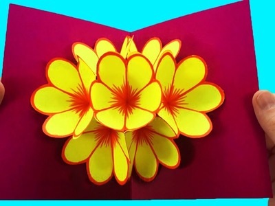 DIY 3D Flower POP UP card-How to Make a Simple Folding Card Under 5 Minute-Easy DIY Crafts Gift Idea
