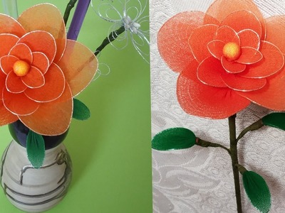 DIY How To Make Nylon Stocking Flower with Very Simple Steps l Flower Making Craft Idea