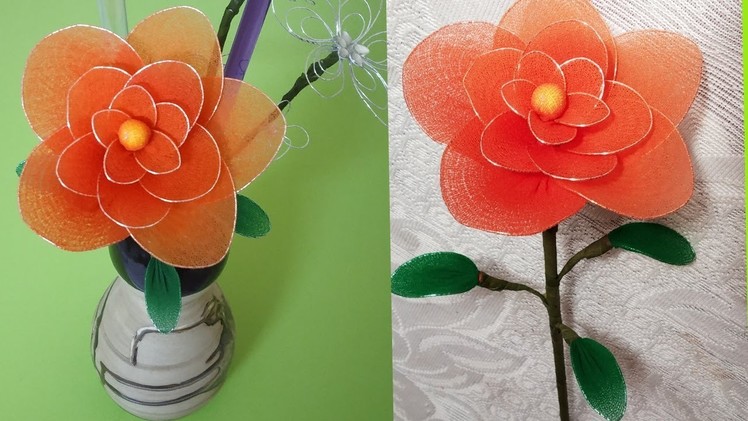 DIY How To Make Nylon Stocking Flower with Very Simple Steps l Flower Making Craft Idea