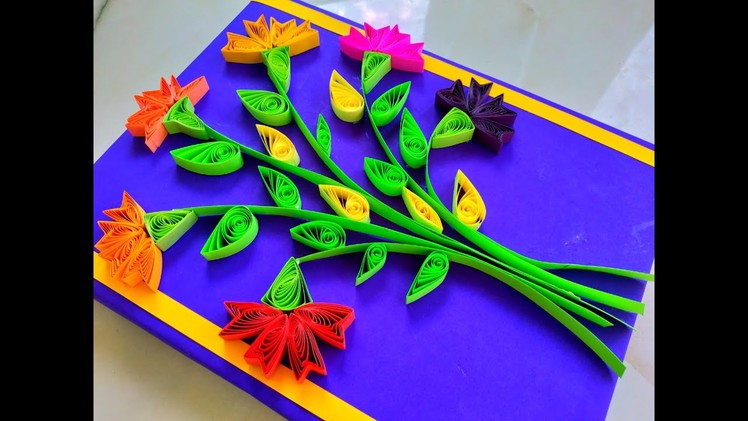 DIY | How to Make Quilling Flower Card - Flower Frame Design {HINDI} ????