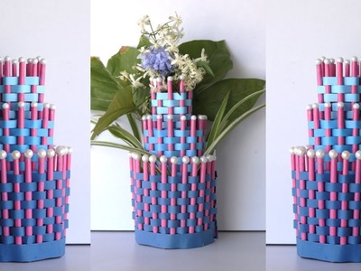 Easy paper flower vase - How to make paper vase