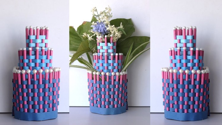 Easy paper flower vase - How to make paper vase