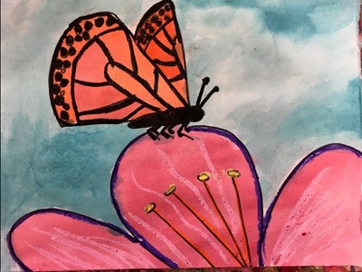 How to Draw a Side View Butterfly on a Flower. Age 5-12