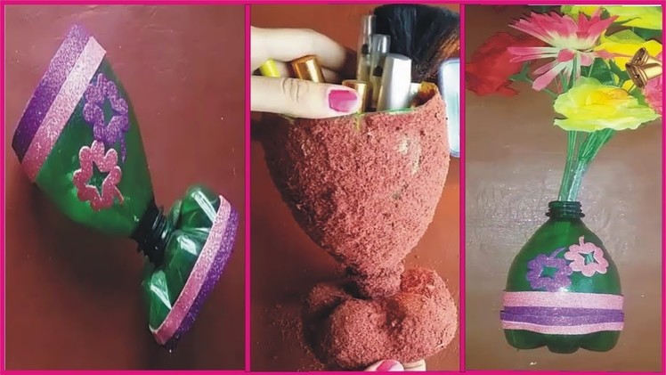 How to Make A Flower Vase At Home  Plastic Bottle Flower Vase  Home decor ideas