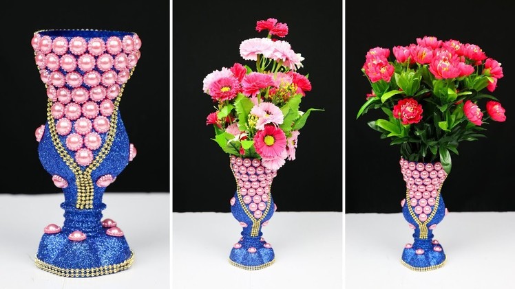 How to make a flower vase with plastic bottle for home decoration | Best out of waste